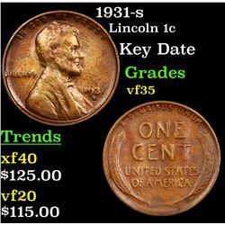 1931-s Lincoln Cent 1c Grades vf++