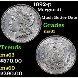 1892-p Morgan Dollar $1 Grades BU+