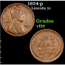 1924-p Lincoln Cent 1c Grades vf+
