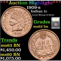 ***Auction Highlight*** 1909-s Indian Cent 1c Graded Select Unc BN By USCG (fc)
