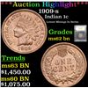 Image 1 : ***Auction Highlight*** 1909-s Indian Cent 1c Graded Select Unc BN By USCG (fc)