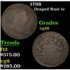 Image 1 : 1798 Draped Bust Large Cent 1c Grades vg+