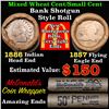 Image 1 : Mixed small cents 1c orig shotgun roll, 1857 Flying Eagle Cent, 1886 Indian Cent other end