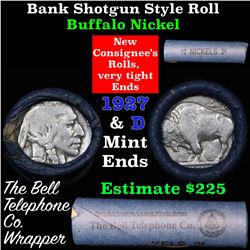 Buffalo Nickel Shotgun Roll in Old Bank Style 'Bell Telephone'  Wrapper 1927 & d Mint Ends