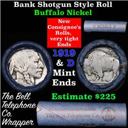 Buffalo Nickel Shotgun Roll in Old Bank Style 'Bell Telephone'  Wrapper 1919 & d Mint Ends