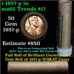 ***Auction Highlight*** Uncirculated 1c orig shotgun roll, 1957-p (fc)