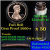 Image 1 : Proof 2000-s Lincoln cent 1c roll, 50 pieces (fc)