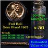 Image 1 : Proof 1962 Lincoln cent 1c roll, 50 pieces (fc)