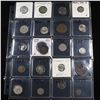 Image 1 : Page of 20 Mixed coins 3cs, Braided Hair 1c, Washington 25c, Liberty 5c, Indian 1c, Buffalo 5c