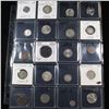 Image 1 : Page of 20 Mixed coins Barber 25c, Braided Hair 1c, Washington 25c, Liberty 5c, Indian 1c, Buffalo 5