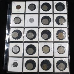 Page of 20 Mixed Foreign coins