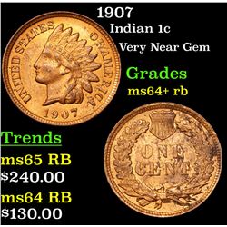 1907 Indian Cent 1c Grades Choice+ Unc RB