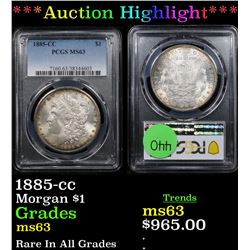 ***Auction Highlight*** PCGS 1885-cc Morgan Dollar $1 Graded ms63 By PCGS (fc)