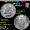 Image 1 : ***Auction Highlight*** 1882-o Morgan Dollar $1 Graded GEM Unc By USCG (fc)