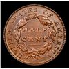 Image 3 : ***Auction Highlight*** 1828 Classic Head half cent 1/2c Graded Select Unc BN BY USCG (fc)
