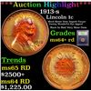 Image 1 : ***Auction Highlight*** 1913-s Lincoln Cent 1c Graded Choice+ Unc RD By USCG (fc)