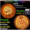 Image 1 : ***Auction Highlight*** 1892 Indian Cent 1c Graded GEM++ RD By USCG (fc)