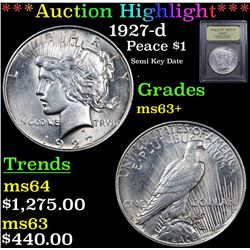 ***Auction Highlight*** 1927-d Peace Dollar $1 Graded Select+ Unc By USCG (fc)