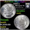 Image 1 : ***Auction Highlight*** 1891-s Morgan Dollar $1 Graded GEM Unc By USCG (fc)