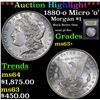 Image 1 : ***Auction Highlight*** 1880-o Micro 'o' Morgan Dollar $1 Graded Select+ Unc By USCG (fc)