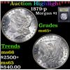 Image 1 : ***Auction Highlight*** 1879-p Morgan Dollar $1 Graded GEM+ Unc By USCG (fc)