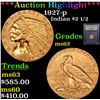 Image 1 : ***Auction Highlight*** 1927-p Gold Indian Quarter Eagle $2 1/2 Graded Select Unc BY USCG (fc)