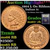 Image 1 : ***Auction Highlight*** 1864 L On Ribbon Indian Cent 1c Graded Gem+ Unc RB By USCG (fc)