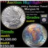 Image 1 : ***Auction Highlight*** 1882-p Rainbow Toned Morgan Dollar $1 Graded Choice+ Unc BY USCG (fc)