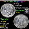 Image 1 : ***Auction Highlight*** 1921-p Peace Dollar $1 Graded Select Unc BY USCG (fc)