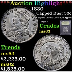 ***Auction Highlight*** 1830 Capped Bust Half Dollar 50c Graded Select Unc By USCG (fc)
