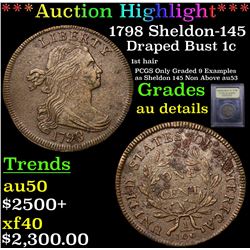 ***Auction Highlight*** 1798 Sheldon-145 Draped Bust Large Cent 1c Graded AU Details By USCG (fc)