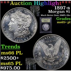 ***Auction Highlight*** 1897-s Morgan Dollar $1 Graded GEM+ PL By USCG (fc)