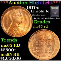 ***Auction Highlight*** 1917-s Lincoln Cent 1c Graded GEM Unc RD By USCG (fc)