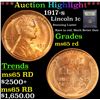 Image 1 : ***Auction Highlight*** 1917-s Lincoln Cent 1c Graded GEM Unc RD By USCG (fc)