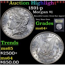 ***Auction Highlight*** 1891-p Morgan Dollar $1 Graded Choice+ Unc By USCG (fc)
