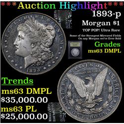 *Highlight Of Entire Auction* 1893-p Morgan Dollar $1 Graded Select Unc DMPL By USCG (fc)