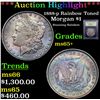 Image 1 : ***Auction Highlight*** 1888-p Rainbow Toned Morgan Dollar $1 Graded GEM+ Unc By USCG (fc)