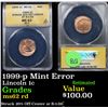 Image 1 : ANACS 1999-p Mint Error Lincoln Cent 1c Graded ms62 rd By ANACS