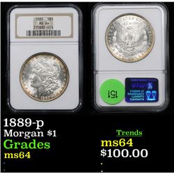 NGC 1889-p Morgan Dollar $1 Graded ms64 By NGC