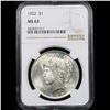 Image 2 : NGC 1922-p Peace Dollar $1 Graded ms63 By NGC