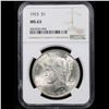 Image 2 : NGC 1923-p Peace Dollar $1 Graded ms63 By NGC