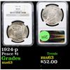 Image 1 : 1924-p Peace Dollar $1 Graded ms63 By NGC