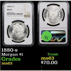 NGC 1880-s Morgan Dollar $1 Graded ms63 By NGC