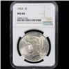 Image 2 : NGC 1922-p Peace Dollar $1 Graded ms64 By NGC