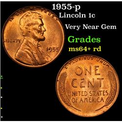 1955-p Lincoln Cent 1c Grades Choice+ Unc RD