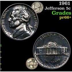 1961 Jefferson Nickel 5c Grades GEM++ Proof