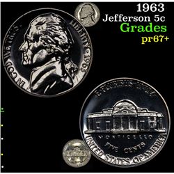 1963 Jefferson Nickel 5c Grades GEM++ Proof