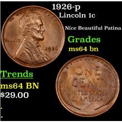 1926-p Lincoln Cent 1c Grades Choice Unc BN