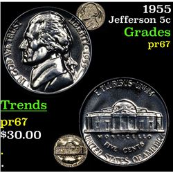 1955 Jefferson Nickel 5c Grades GEM++ Proof