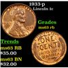 Image 1 : 1933-p Lincoln Cent 1c Grades Select Unc RB